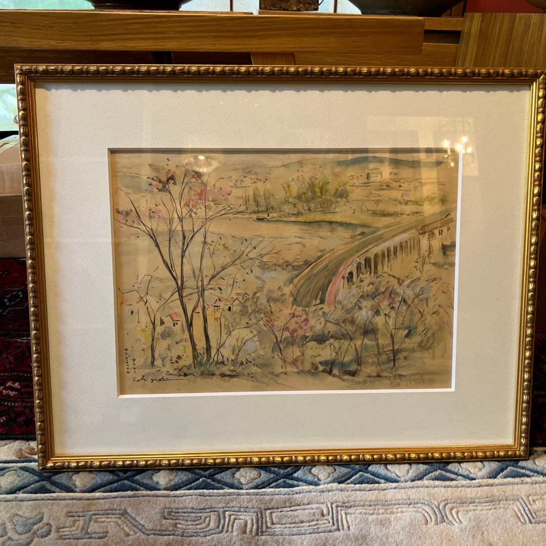 関口俊吾　水彩画 Seki guchi 金色フレーム