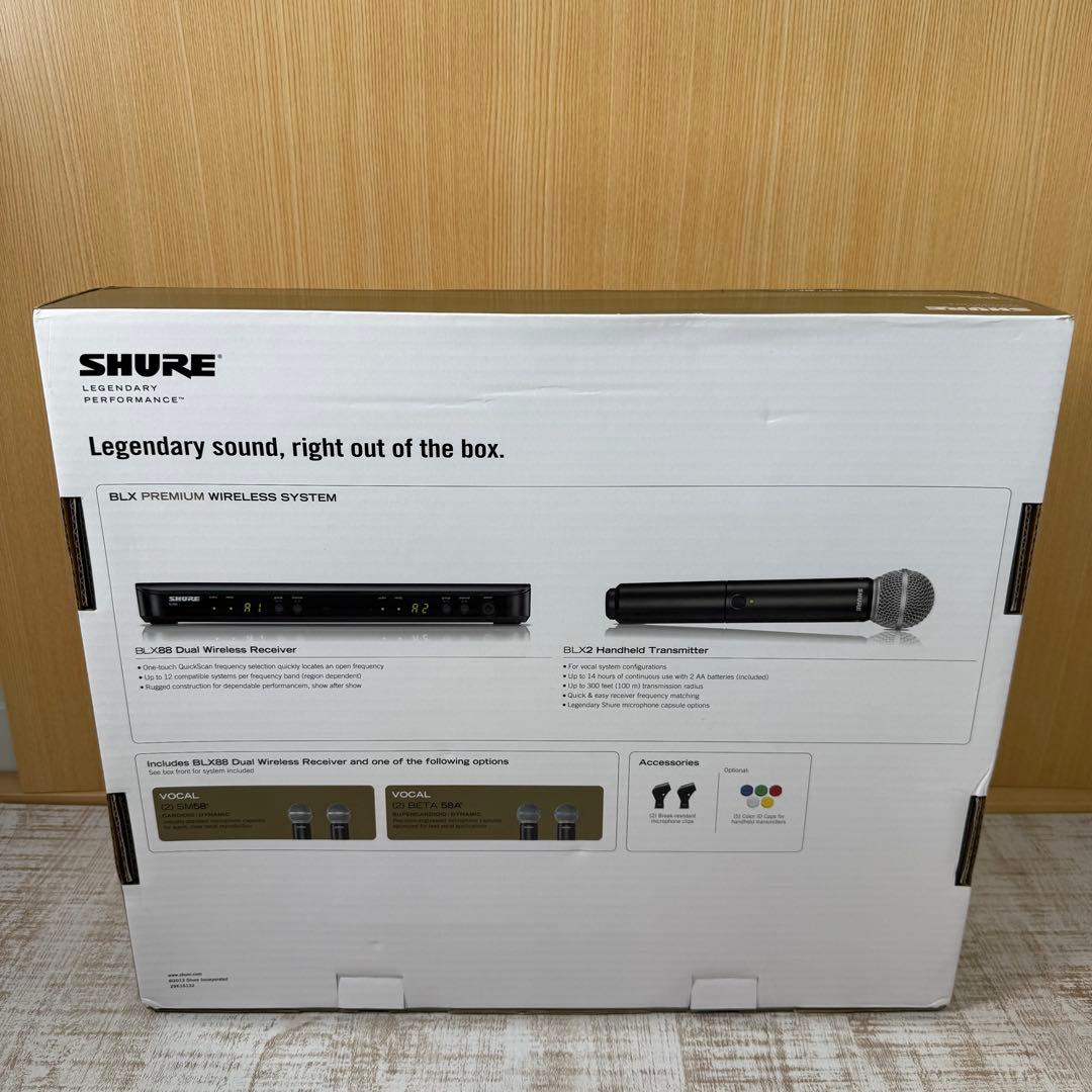美品　SHURE BLX288J SM58-JB ワイヤレスマイクセット