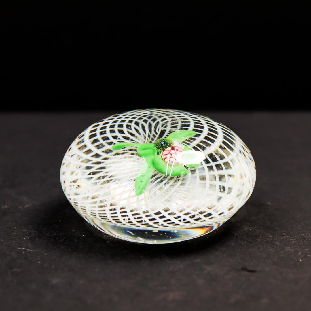 Latticino Glass ミルフィオリ フラワー ペーパーウエイト 置物