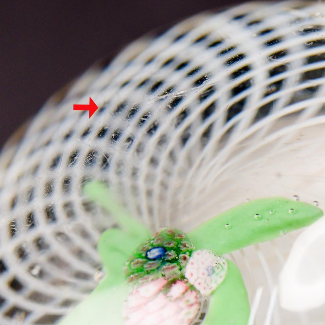 Latticino Glass ミルフィオリ フラワー ペーパーウエイト 置物