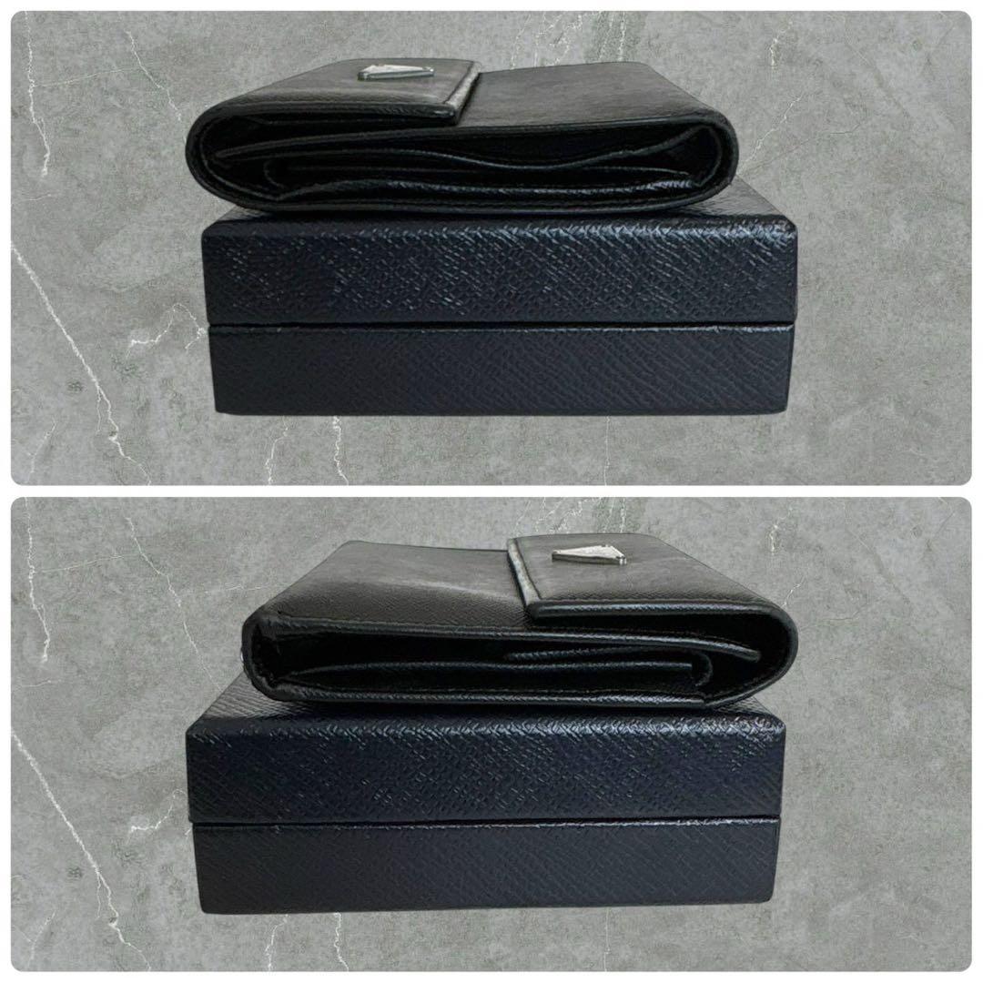 極上美品✨ PRADA プラダ 三つ折り財布 サフィアーノ ブラック 三角ロゴ