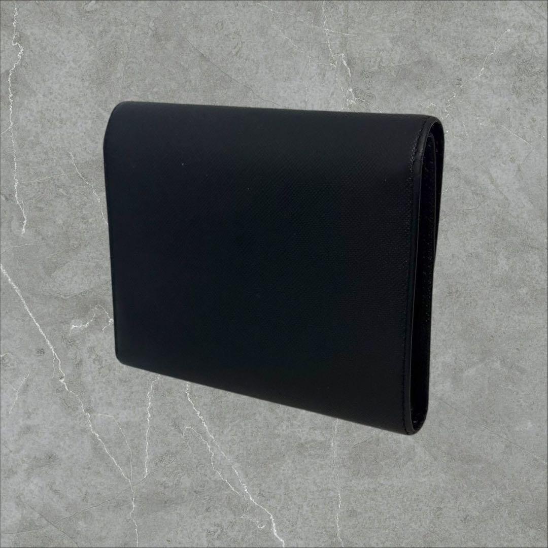 極上美品✨ PRADA プラダ 三つ折り財布 サフィアーノ ブラック 三角ロゴ