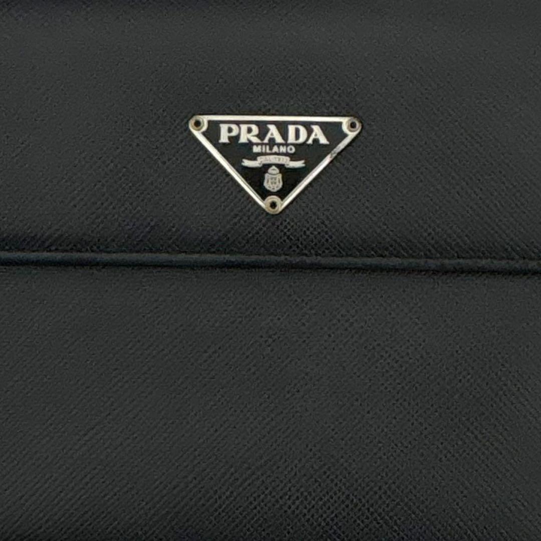 極上美品✨ PRADA プラダ 三つ折り財布 サフィアーノ ブラック 三角ロゴ