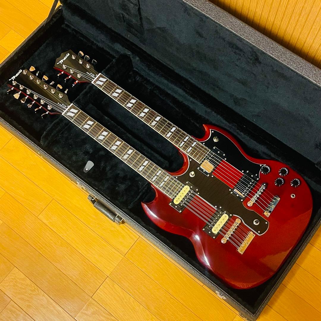 【美品・希少】mavis ダブルネックギター 専用ハードケース付