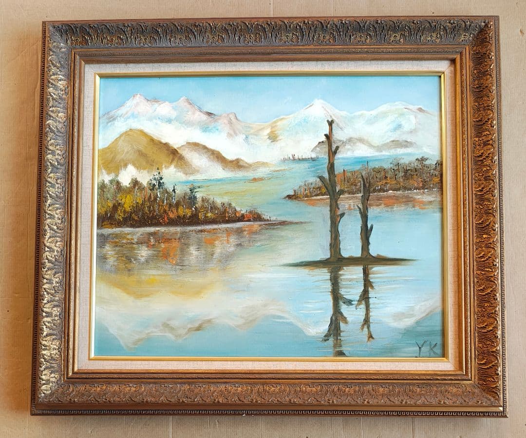 油絵・額縁セット F12号 アンティーク調 ゴールド 豪華 油彩画 風景画