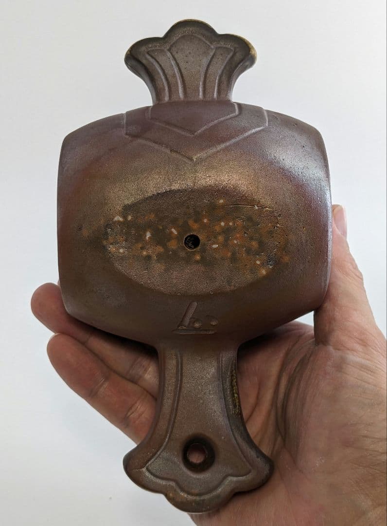 岡山県重要無形文化財 松井與之 備前焼 干支子置物 共箱共布栞 打ち出の小槌