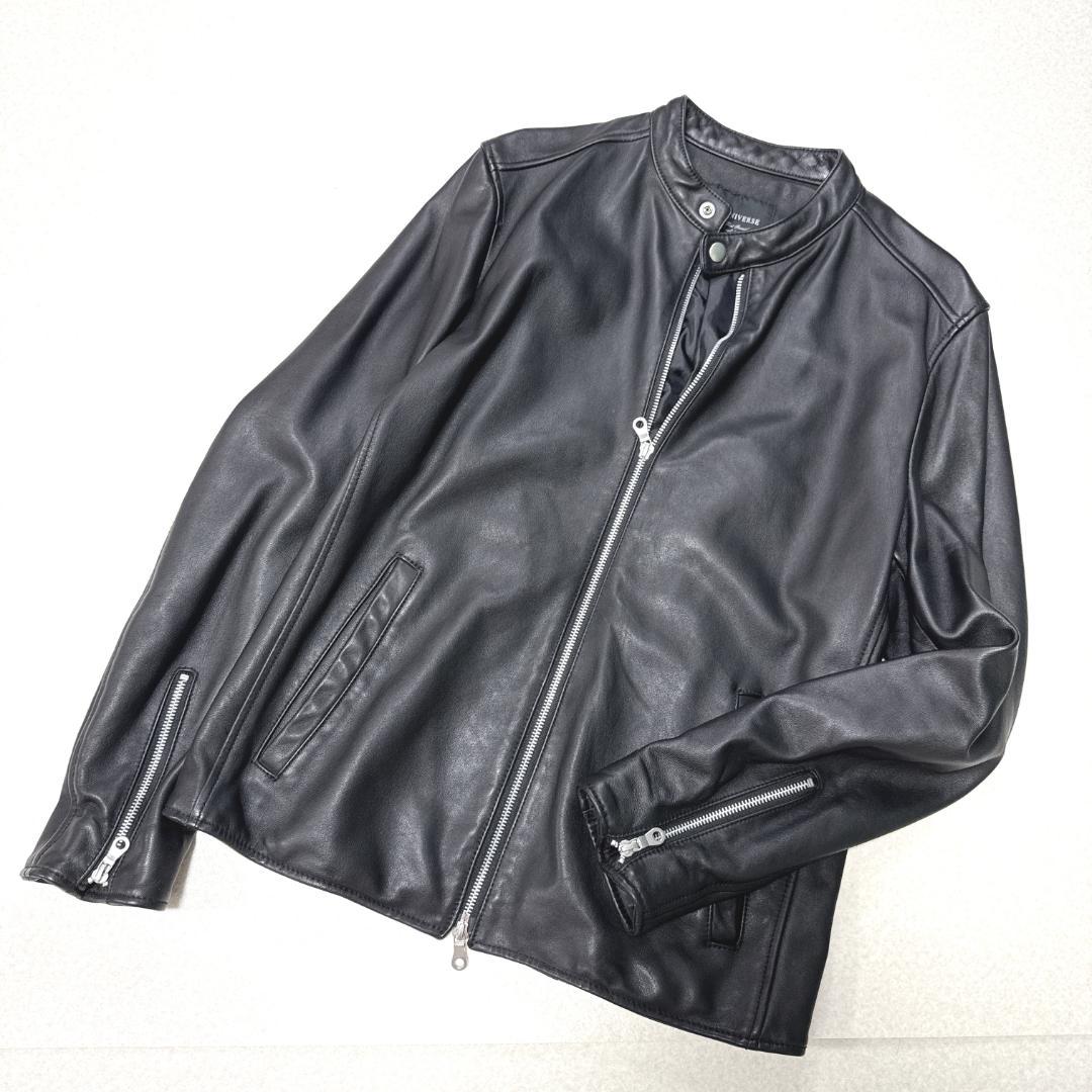 美品⭐️ナノユニバース レザーシングルライダースジャケット 黒 L ラムレザー