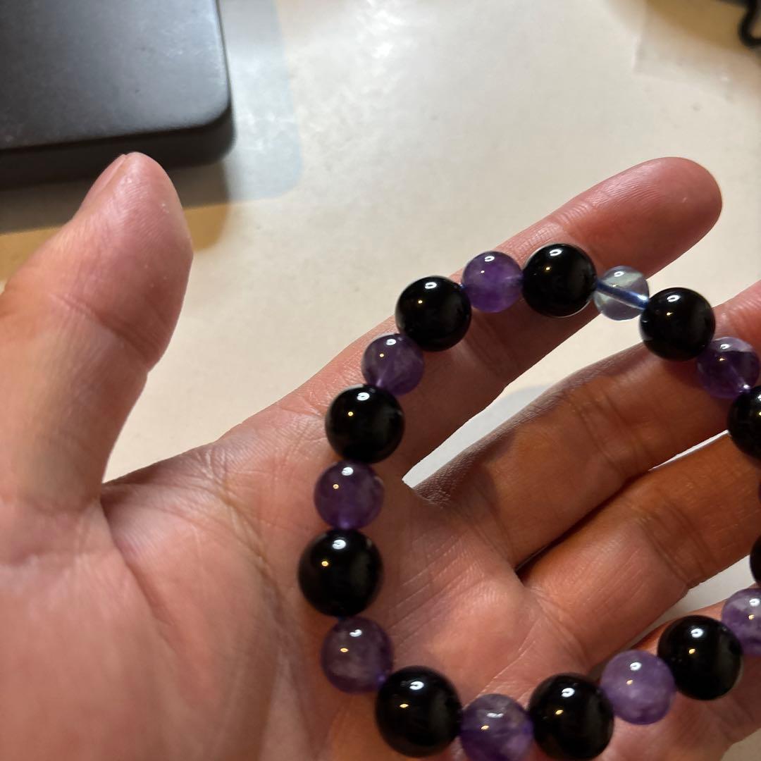 モリオンとアメジストで魔除けが最強化したかも！綺麗！さらにアクアマリンも！