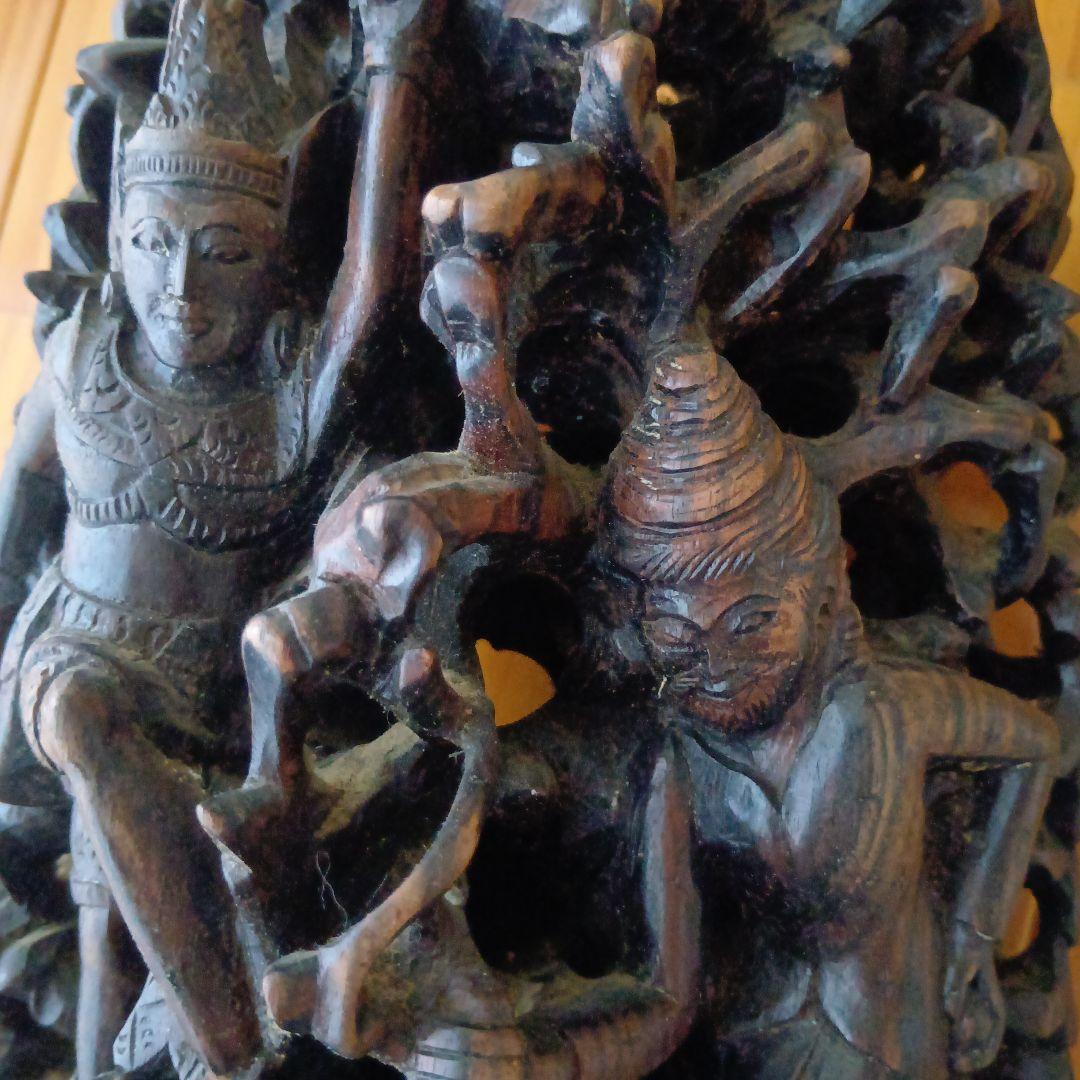 木製彫刻装飾 アジアンスタイル 仏像 骨董 アンティーク