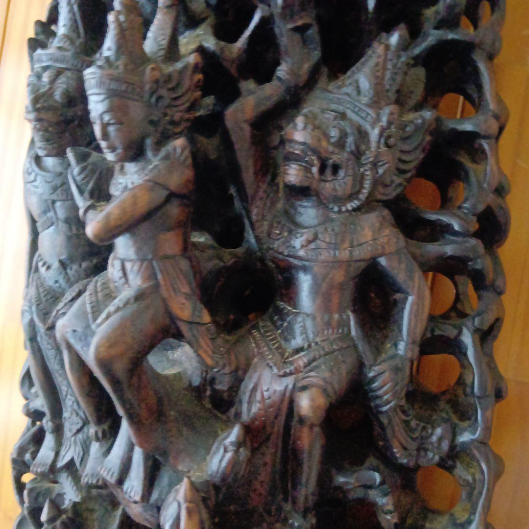 木製彫刻装飾 アジアンスタイル 仏像 骨董 アンティーク