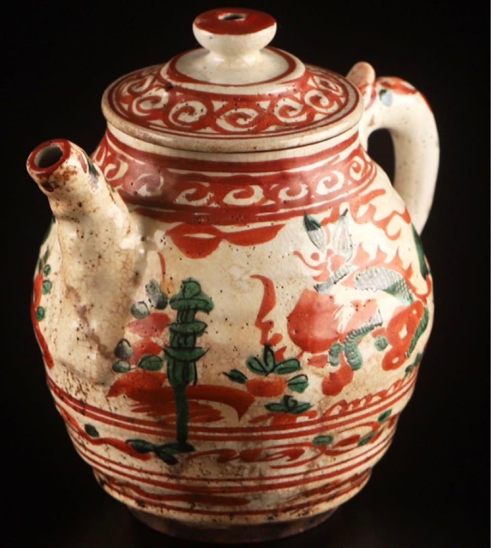 煎茶道具　赤絵水注　急須　江戸後期