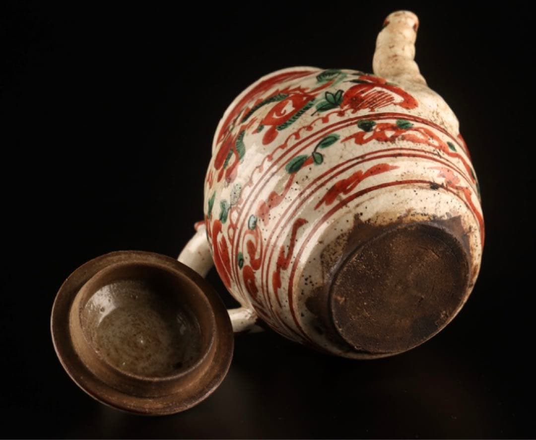 煎茶道具　赤絵水注　急須　江戸後期