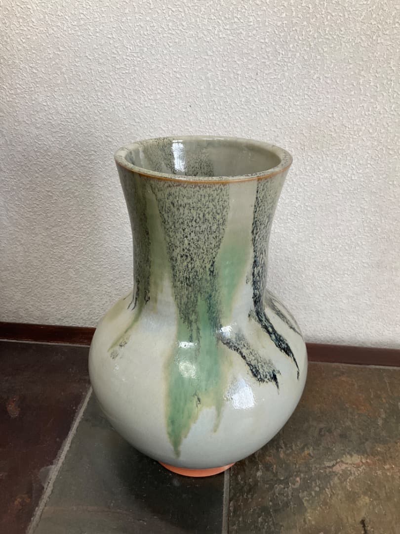 奈良赤膚焼　大塩昭山　大型花瓶　花器　花入