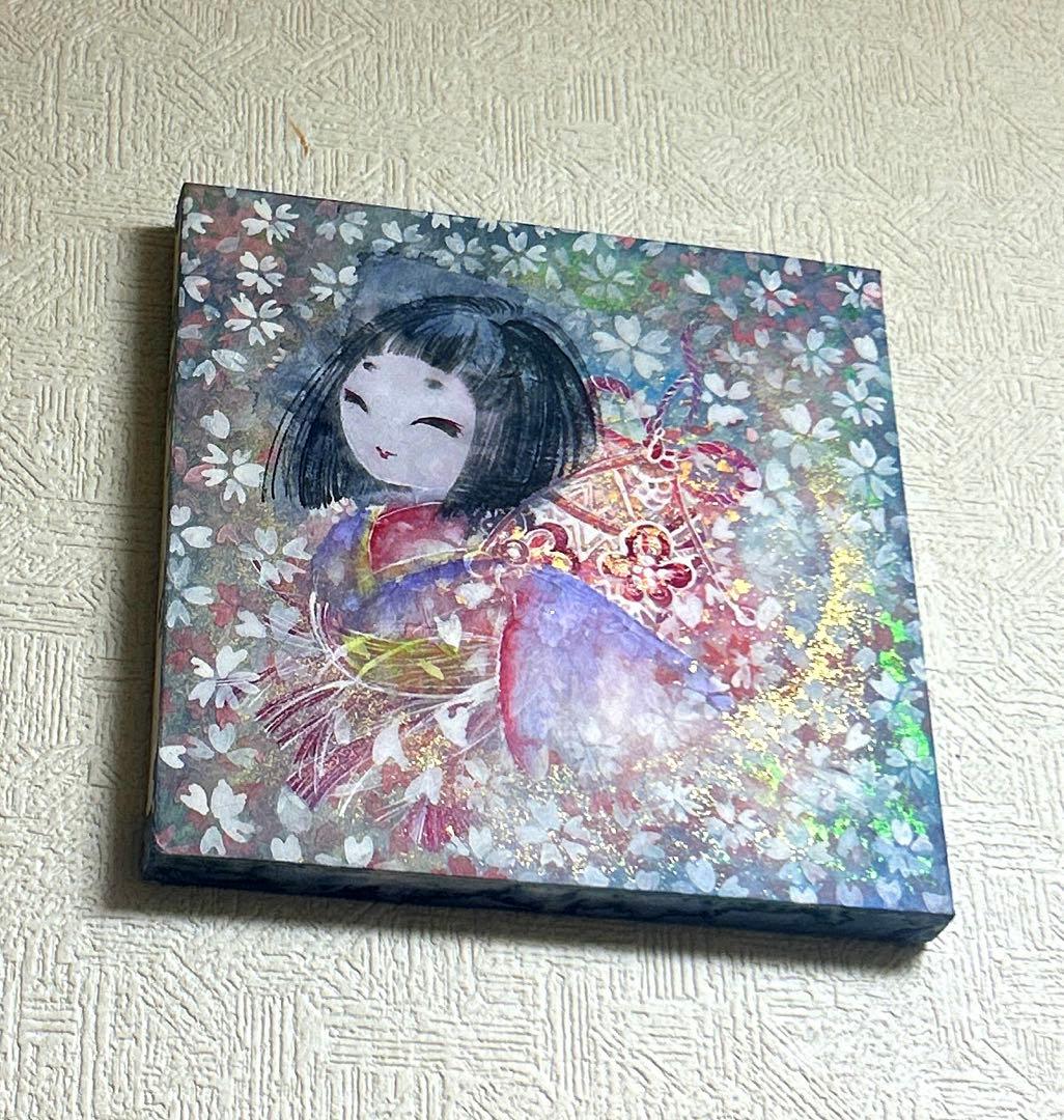 吉祥日本画「金箔入り　座敷わらし　手毬梵天」幸福の座敷童子