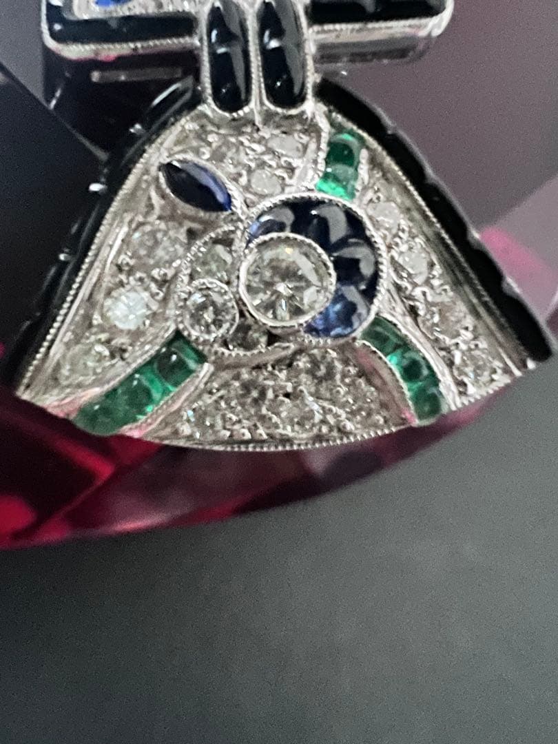 Vintage K18 WGダイヤモンド ブローチ Brooch 約19g