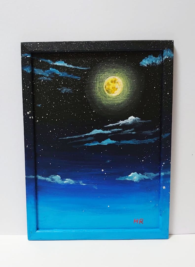 油絵 絵画【満月の夜空】