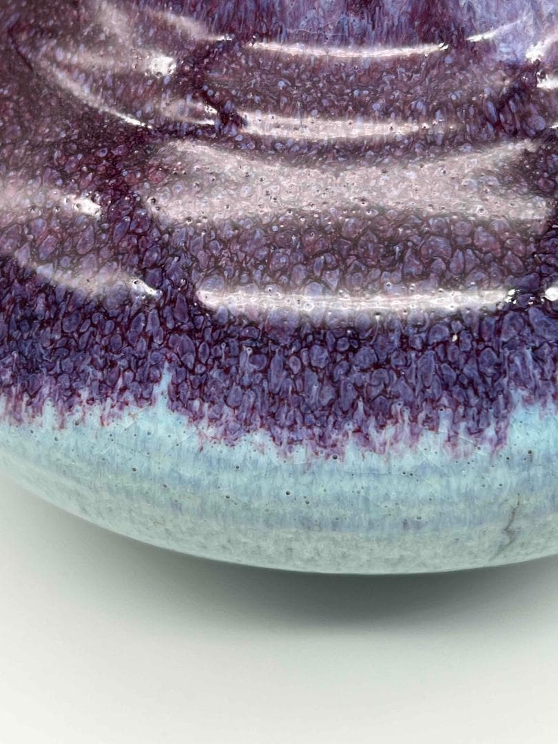 清時代　鈞窯　窯変釉 弦文瓶　旧家蔵出し　花入　花瓶(B-91)