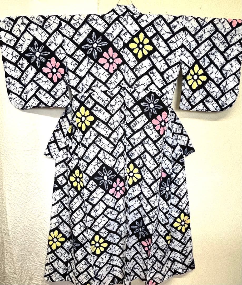 有松鳴海絞り　浴衣　網代格子　（220）