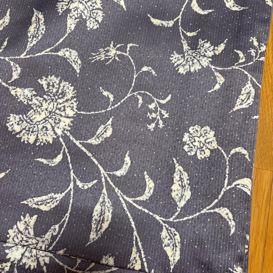 グレー 花柄 型染め小紋 トールサイズ　袷