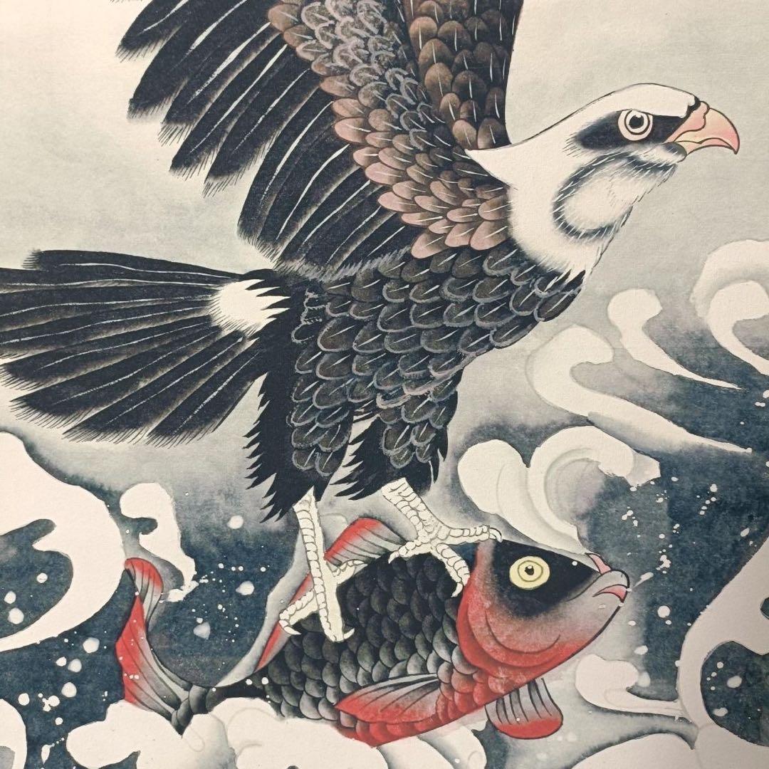 【鑑定書付】潘天寿「大展宏図」中堂掛軸 防偽標識付 宣紙装裱済 70×173