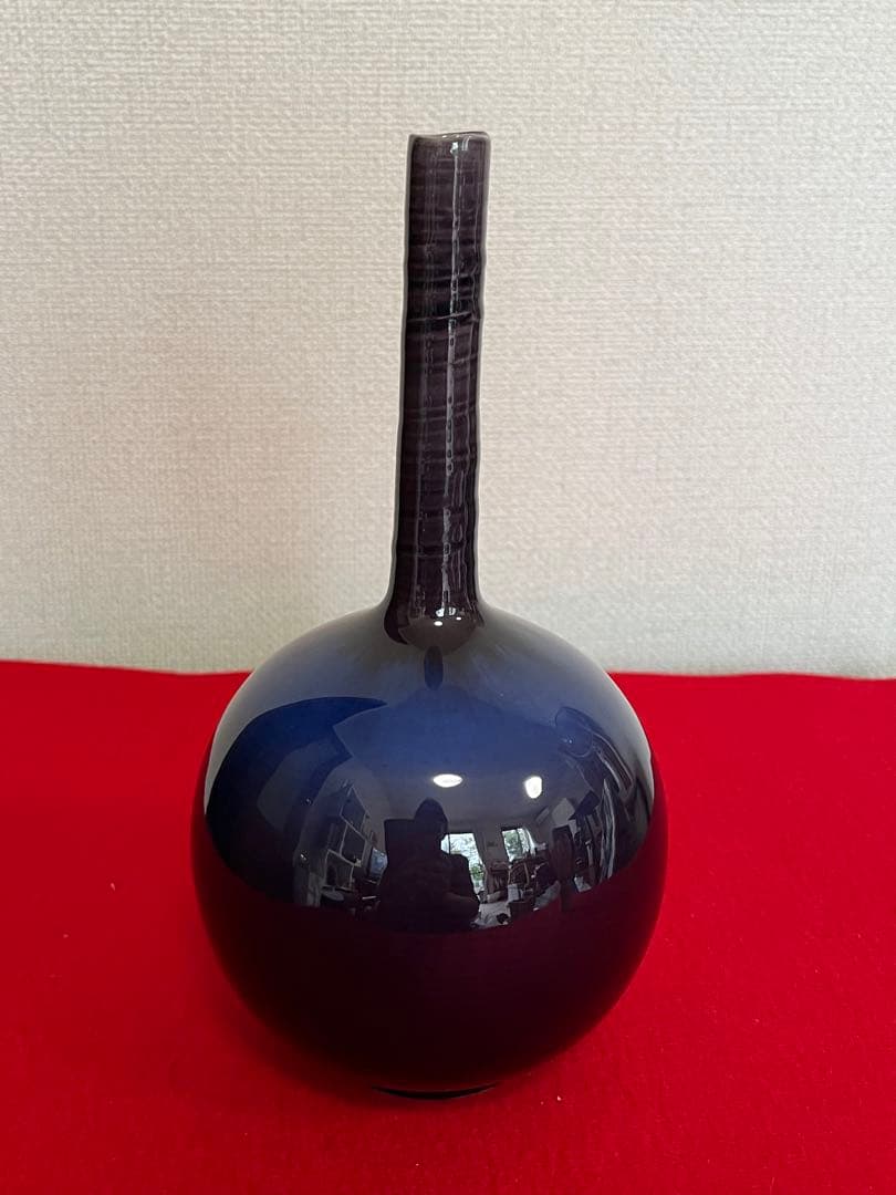 人間国宝  三代 徳田八十吉（正彦銘）  鶴首 花入 管理T199