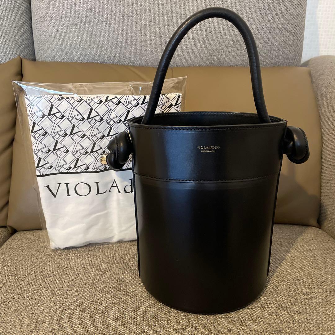 VIOLAd'ORO イタリアンスムースレ ザーノットハンドル バケツ型バッグ