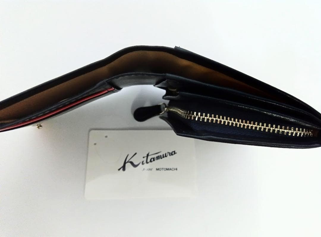 Kitamura/キタムラ☆レザー・二折財布 ダークブルー