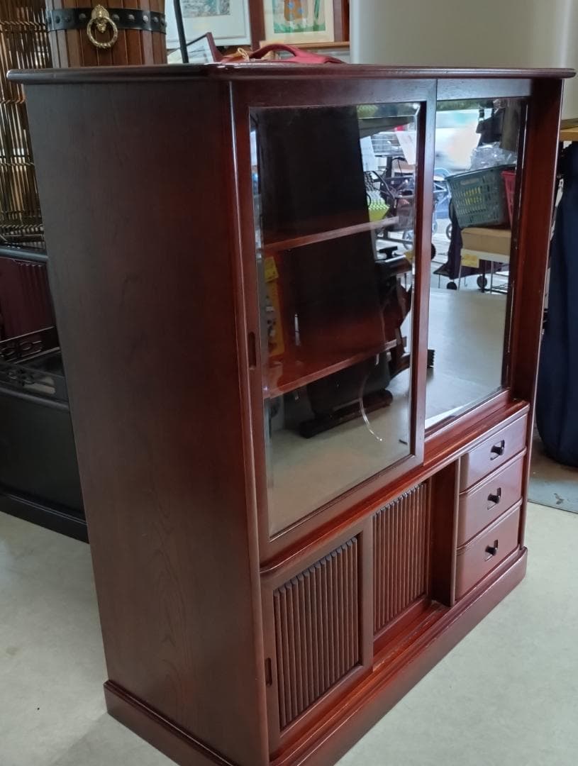 Y【昭和レトロ】アンティーク！サイズ感も絶妙！カリモク 茶箪笥 食器棚 水屋