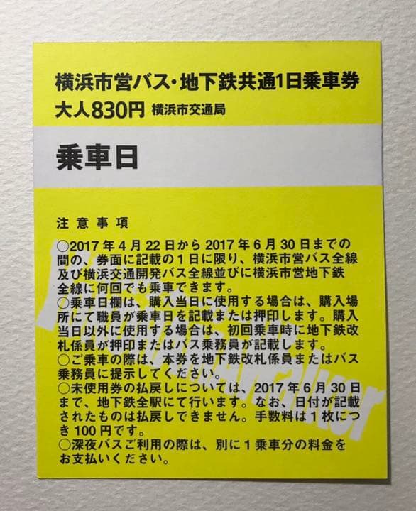 ゆずデビュー20周年 限定一万枚一日乗車券 横浜市交通局と横浜ウォーカーのコラボ