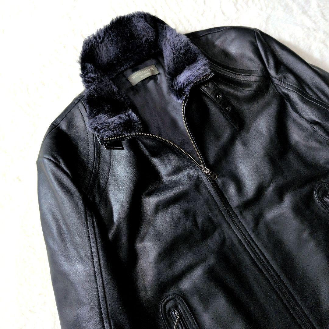 【美品】WIND ARMOR イタリアンレザー シングルライダースジャケット M