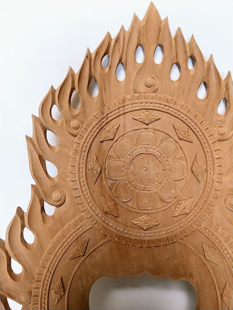 光背(4.5寸坐像用)#419 透し彫 火焔 ◆白檀 木彫 仏像付属品