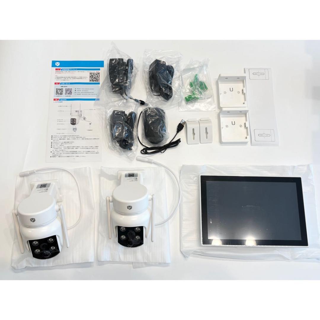 防犯カメラ 2台セット　モニター付き　ワイヤレス 屋外 500万画素 360°回