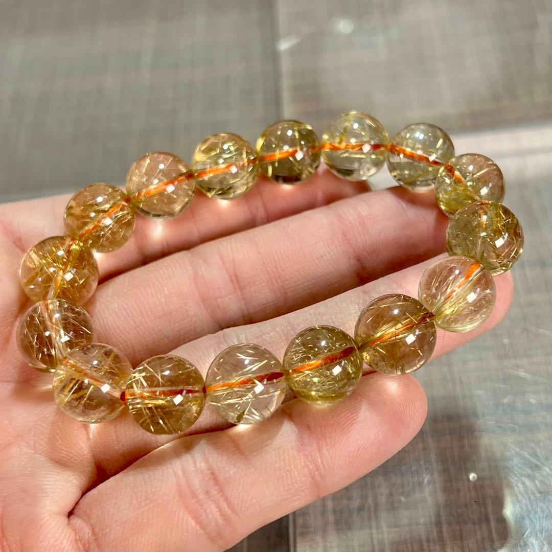 無着色の針　ゴールドルチルブレスレット　ルチルクォーツ　9-13