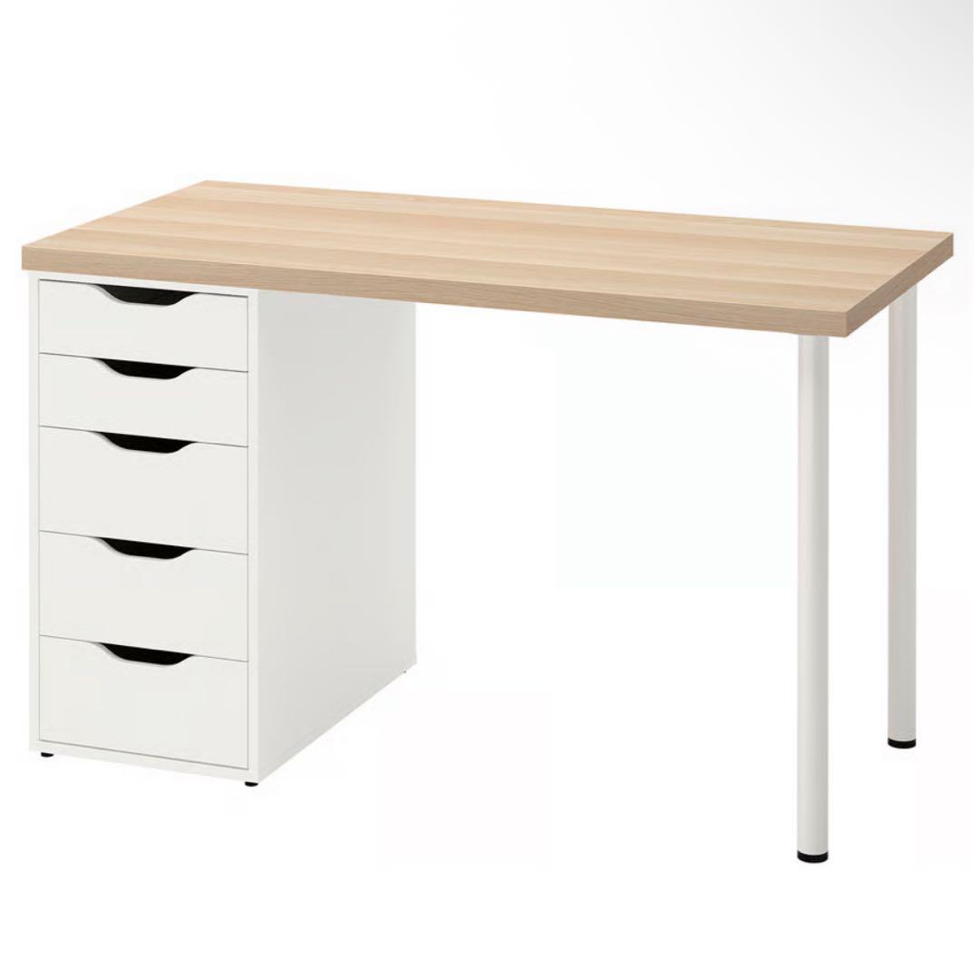 IKEAラグカプテン アレクス デスク ホワイトステインオーク120x60 cm