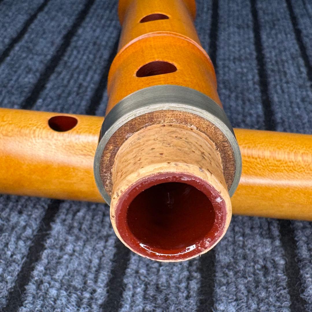 尺八 銘木(楓) 和田謹製 琴風調 二印 一尺八寸管