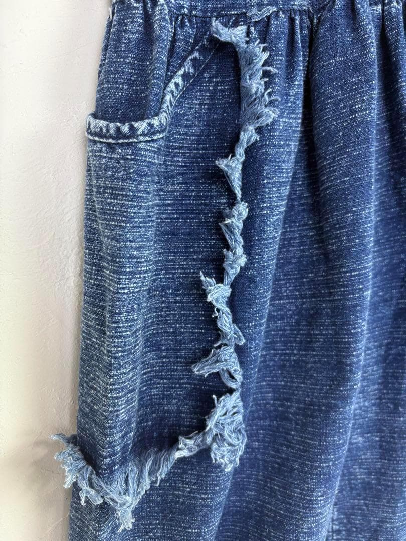 【新品】藍染　ストーンウォッシュ　サルエルパンツ 男女兼用　F441-29