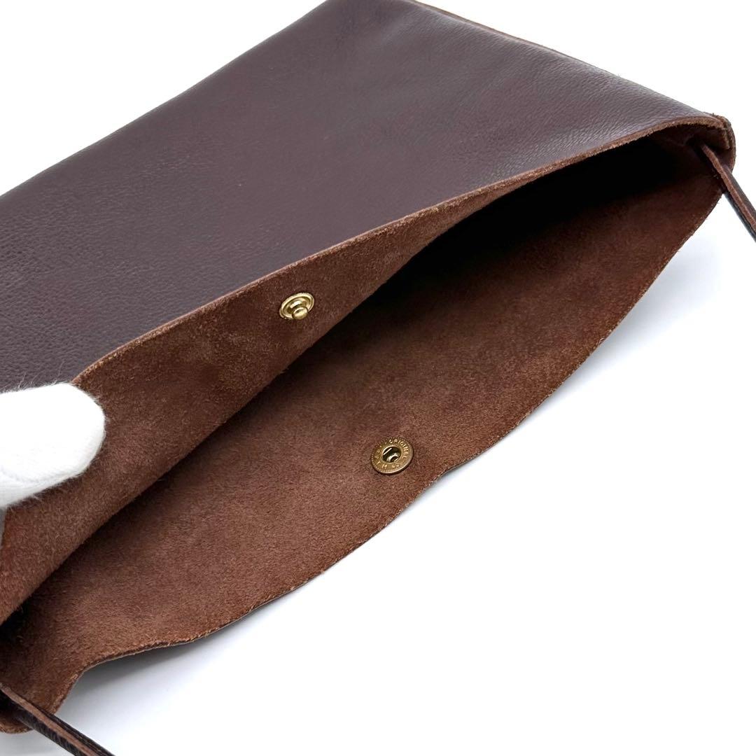 極美品✨ILBISONTE イルビゾンテ クロスボディバッグ 牛革 Dブラウン