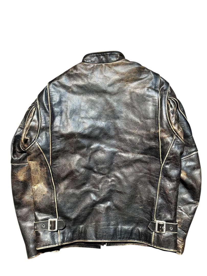 希少！ビンテージ加工！R.B.C 本革シングルライダースジャケット size L