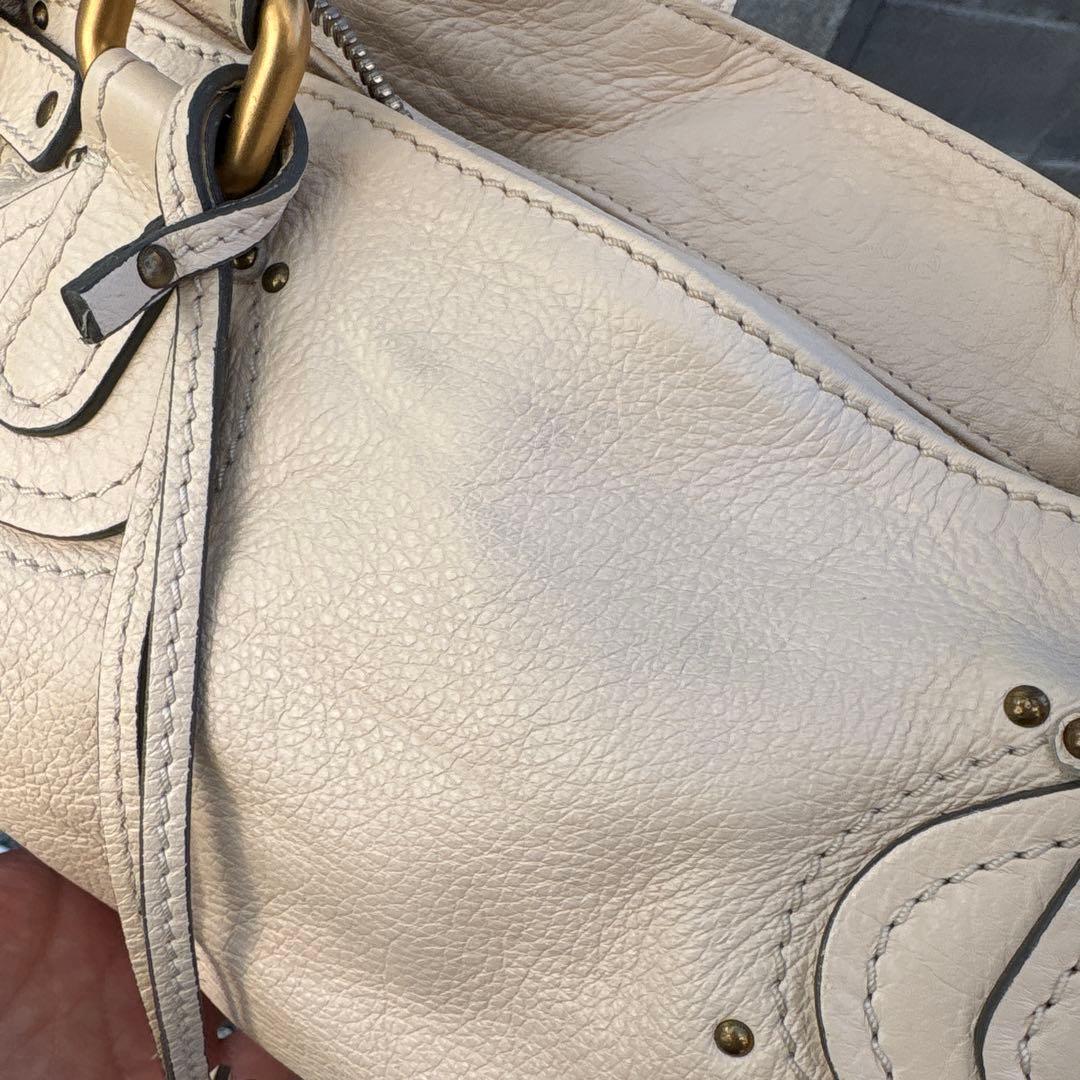 Chloe クリーム色 レザー ハンドバッグ