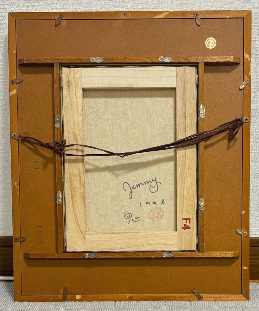 【F4号】手描き油彩　ジミー大西【鬼】1998年　サイン　落款　額縁　人気作品