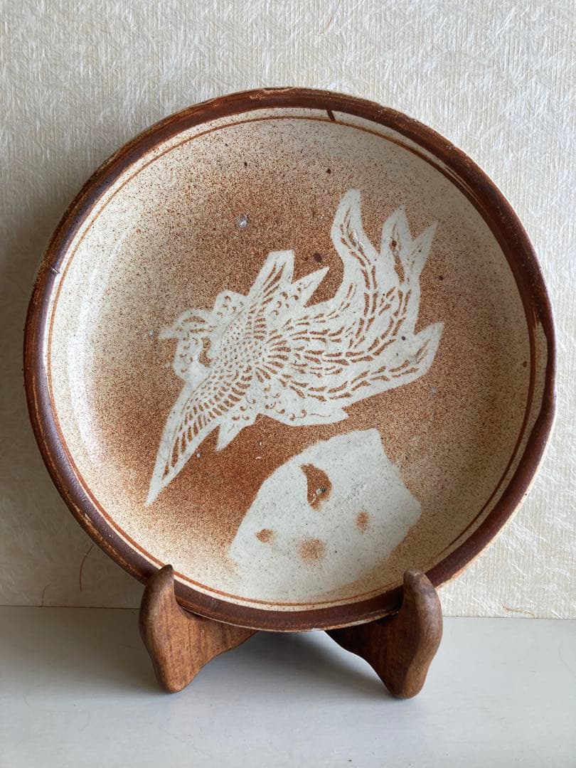 ◾️鳳凰図 陶皿 25cm江戸中期様式 あてがみ技法｜吉祥寺・三鷹アンティーク購入