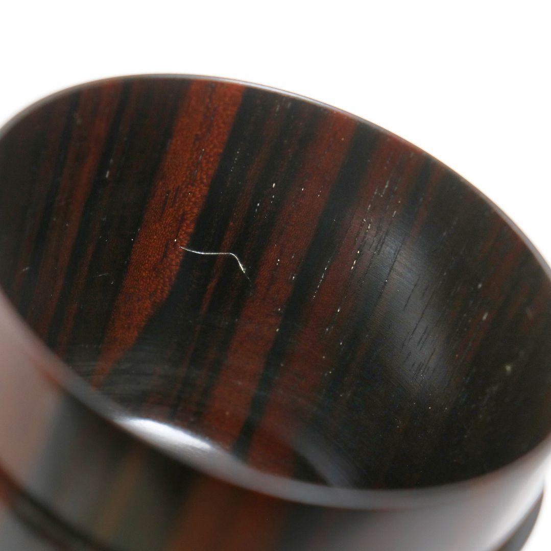仁刀作 摺漆縞黒檀 中棗 茶道具 共箱共布　V817　N1