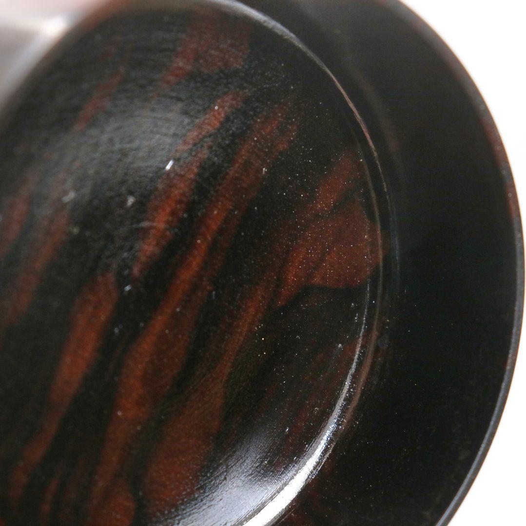 仁刀作 摺漆縞黒檀 中棗 茶道具 共箱共布　V817　N1
