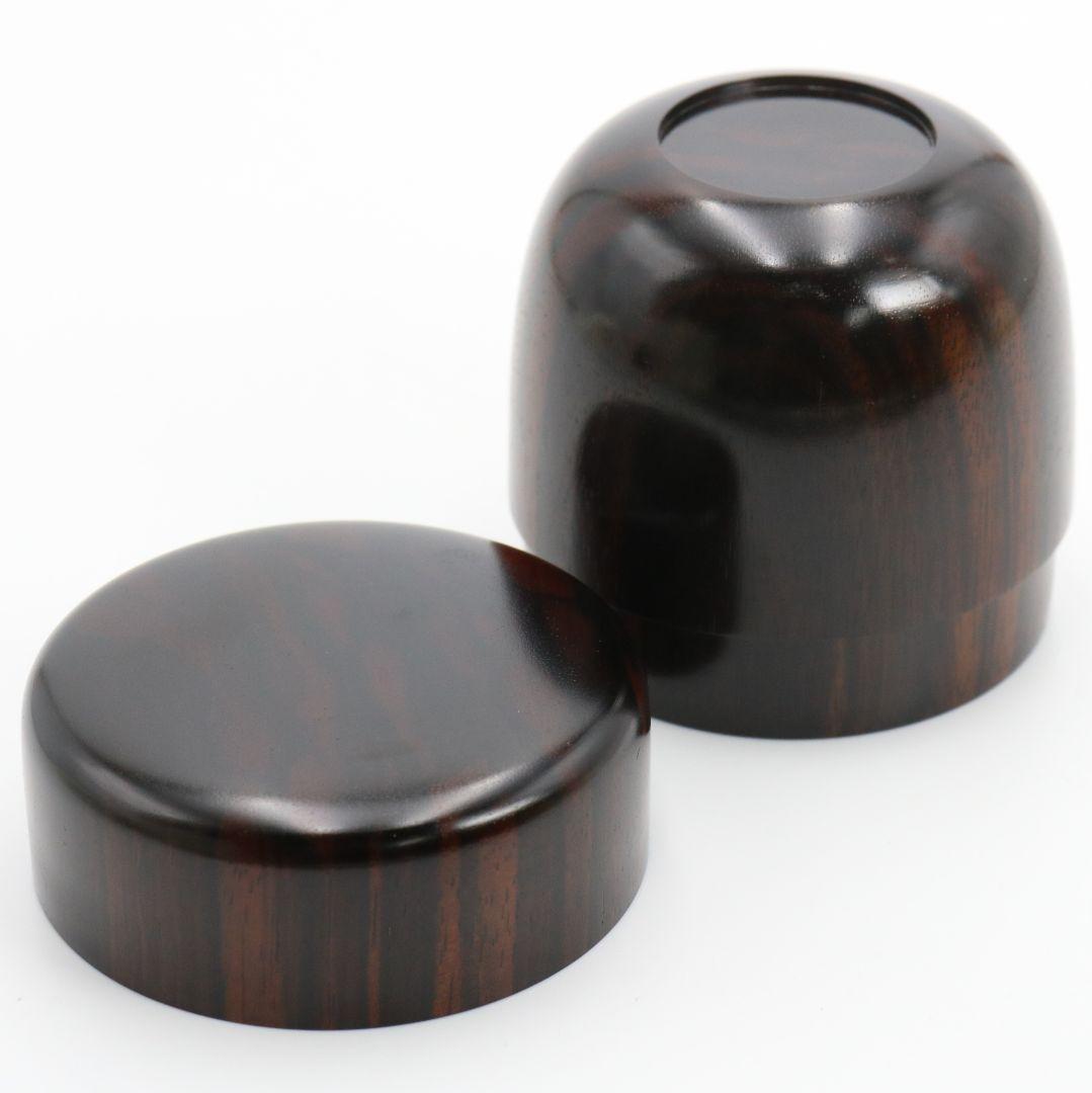 仁刀作 摺漆縞黒檀 中棗 茶道具 共箱共布　V817　N1