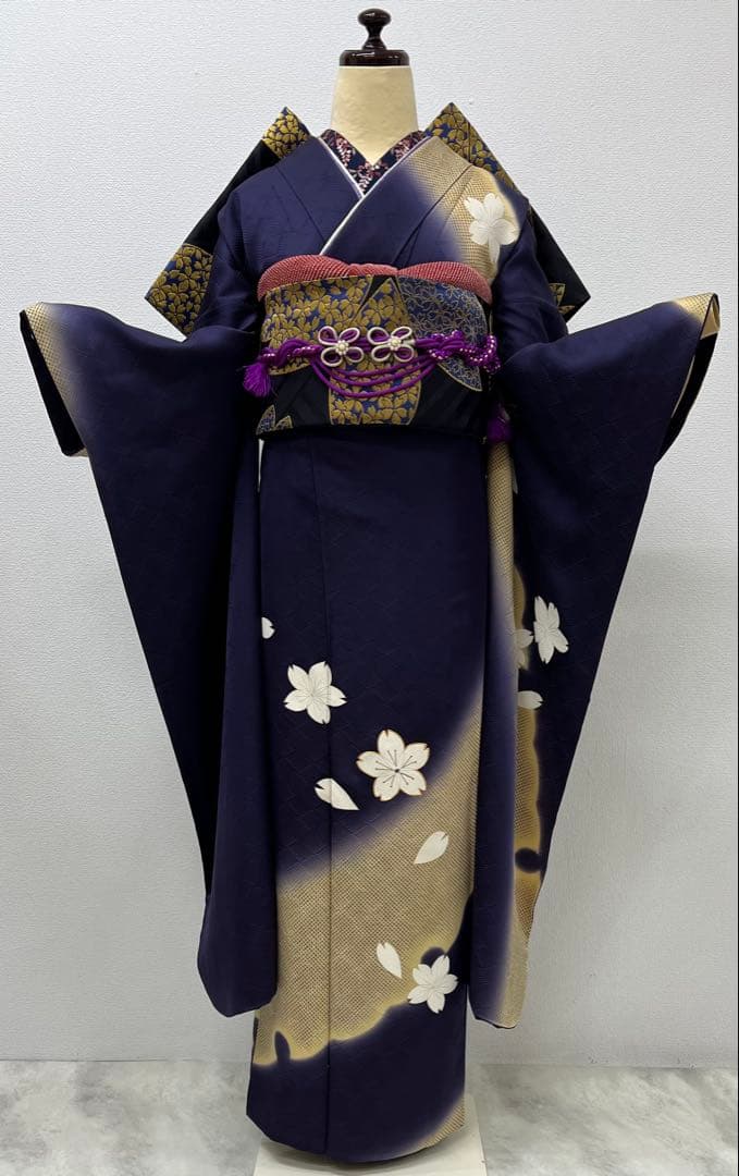 振り袖　フルセット　別誂長襦袢　結婚式　金彩加工　刺繍入り　桜　坂東八十助726