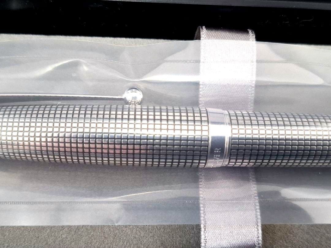 未開封　PILOT　パイロット　万年筆　18K細字　F　シルバーン　格子　925