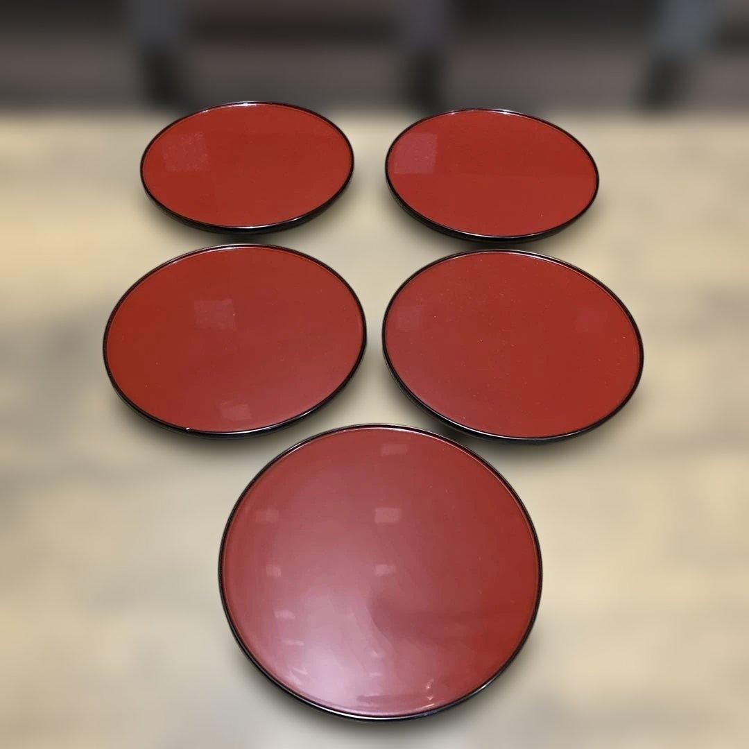 東大寺　二月堂　日乃丸盆　お盆　根来塗　箱付　漆工芸　5枚セット