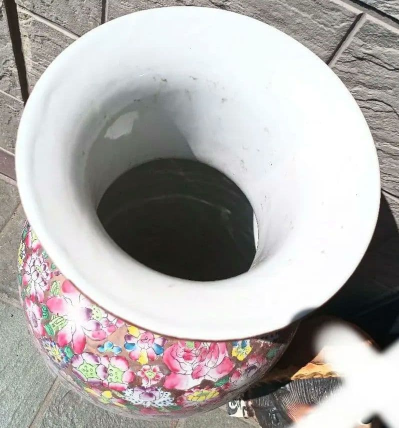 大壺 骨董 アンティーク 大型 花柄 陶器 花瓶 置物 焼物 装飾品