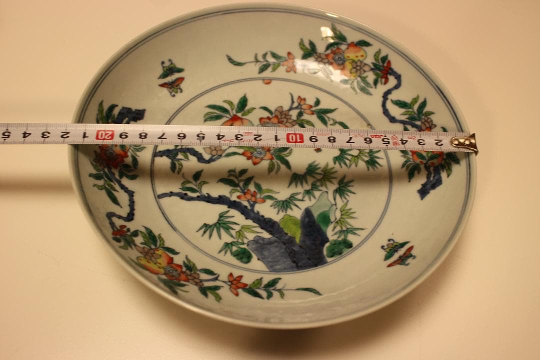 「大清雍正年製」色絵花卉文皿 （京文検） 煎茶道具、茶碗、飾り皿