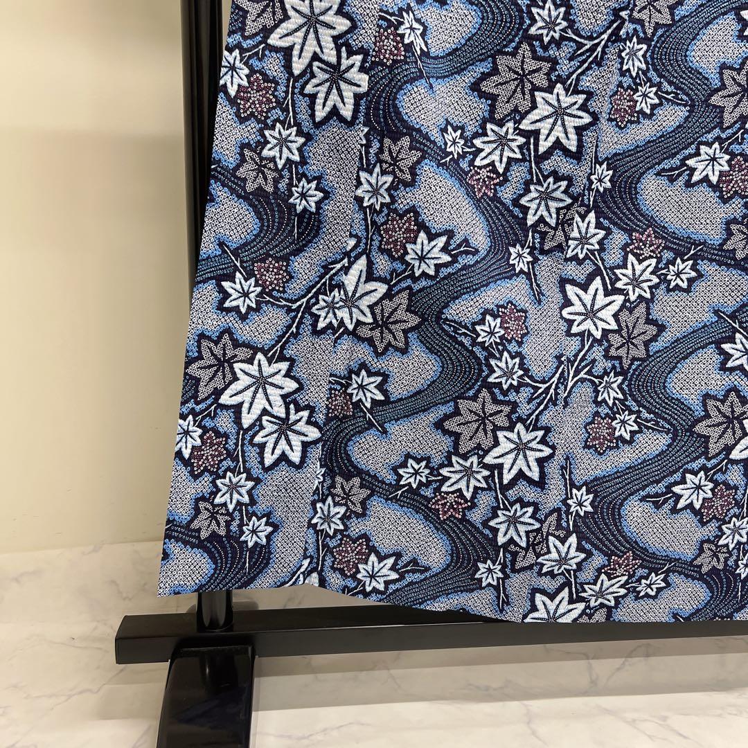 浴衣　綿　楓　鹿の子　流水　着物　065t